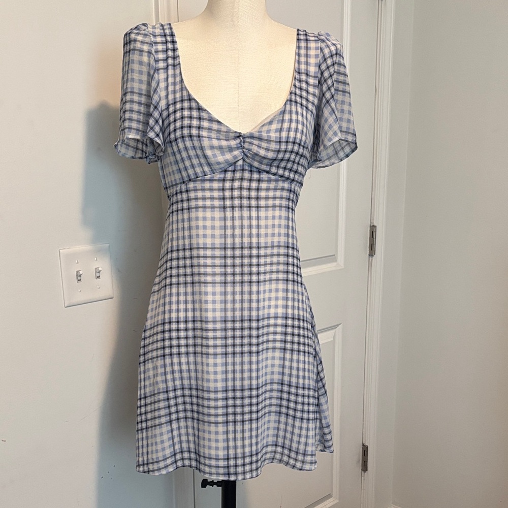 Urban Outfitters Blue Checkered Mini Dress